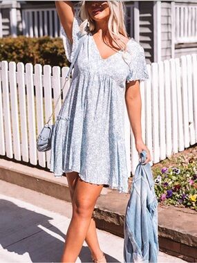 Millibon Baby Doll Floral Mini Dress
